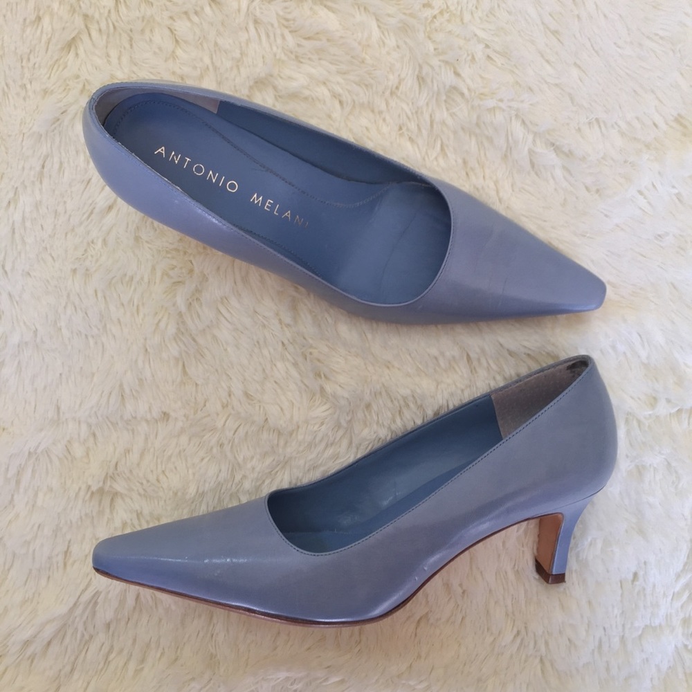 Antonio Melani powder blue pointed toe pumps